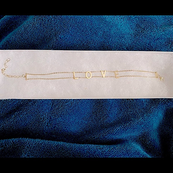 Yellow Gold LOVE Ankle Bracelet - Picture 2 of 10